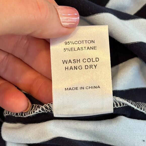 WKND Blue Vertical Striped T-Shirt Crew Neck Medium Ringer Ref Goals - Picture 6 of 7